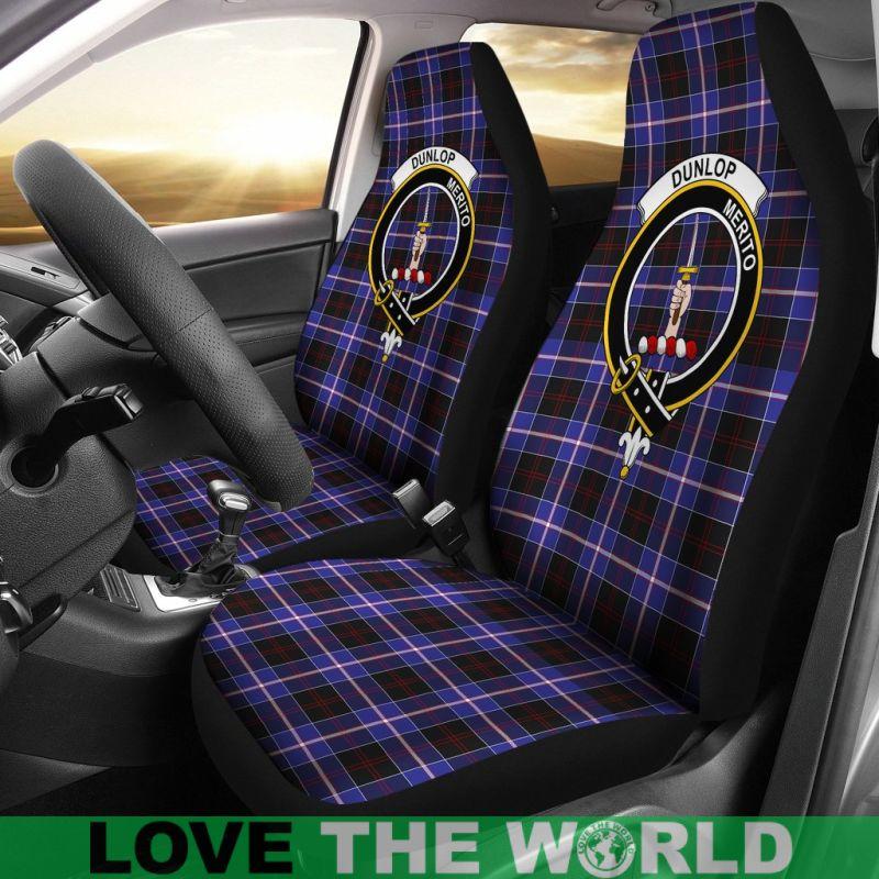 Dunlop (Dunlap) Tartan Car Seat Cover - Clan Badge 
