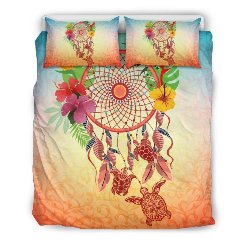 Hibiscus With Dreamcatcher Bedding Set H4 Bedding Set - Black / Queen/full Sets
