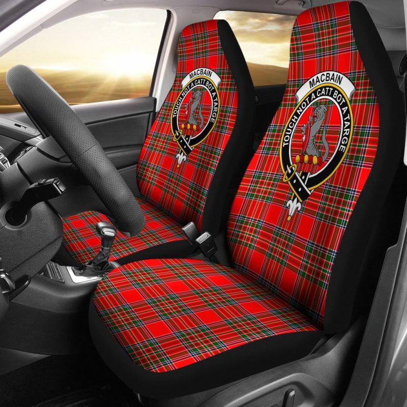 Macbain Tartan Car Seat Cover - Clan Badge 