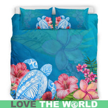 Load image into Gallery viewer, Polynesian Turtle Bedding Set Bedding Set - Black Black / Queen/full Sets - Hawaii Polynesian Turtle And Hibiscus - Hawaiian Bedding Set - Turtle Bedding Set - Polynesian Bedding Set - Hawaiian Polynesian - Hawaiian Turtle - Hawaii Hibiscus - Hawaii Symbols