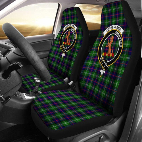 Sutherland Tartan Car Seat Cover - Clan Badge 